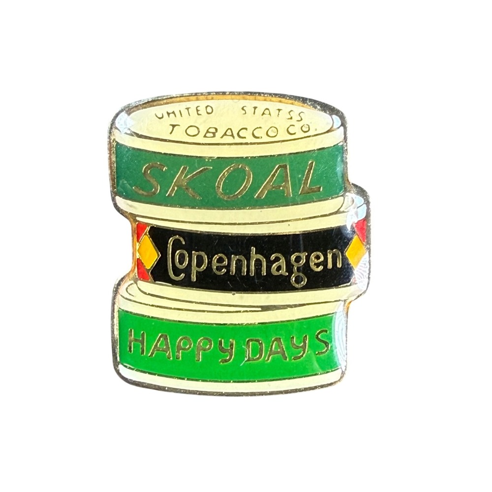 United States Tobacco Co Skoal Copenhagen Happy Days Pin Green Gold Advertising